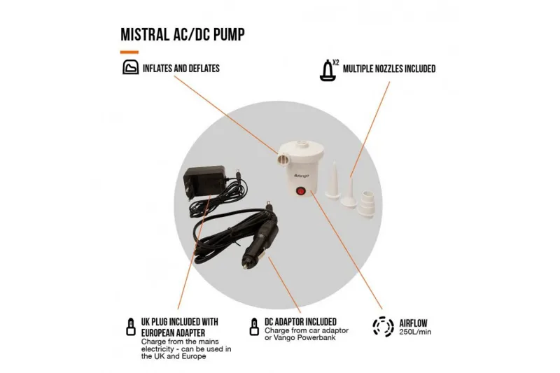 Vango Mistral AC/DC Pump White-1